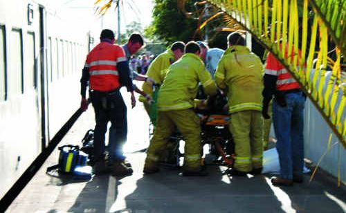 Efforts to revive a man at the Emerald Train Station are unsuccessful. Efforts to revive a man at the Emerald Train Station are unsuccessful.